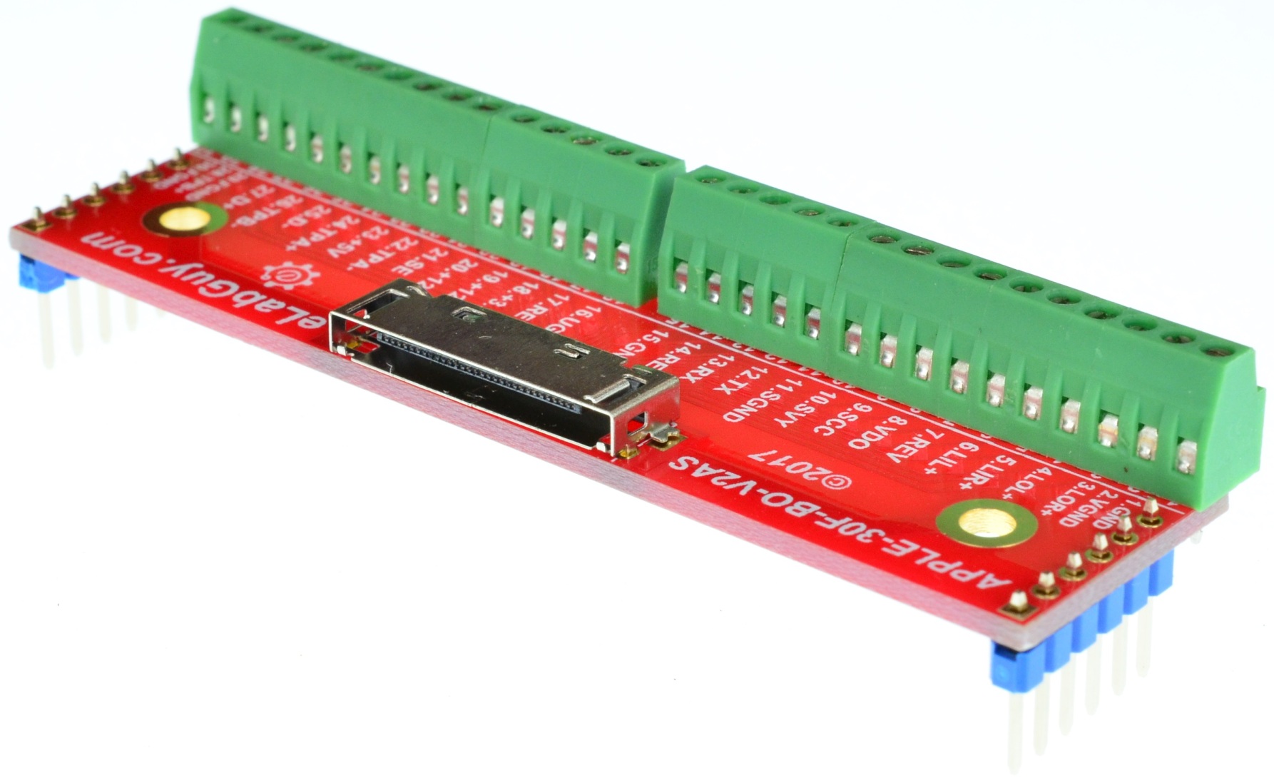 Apple 30-pin Female Connector breakout board side